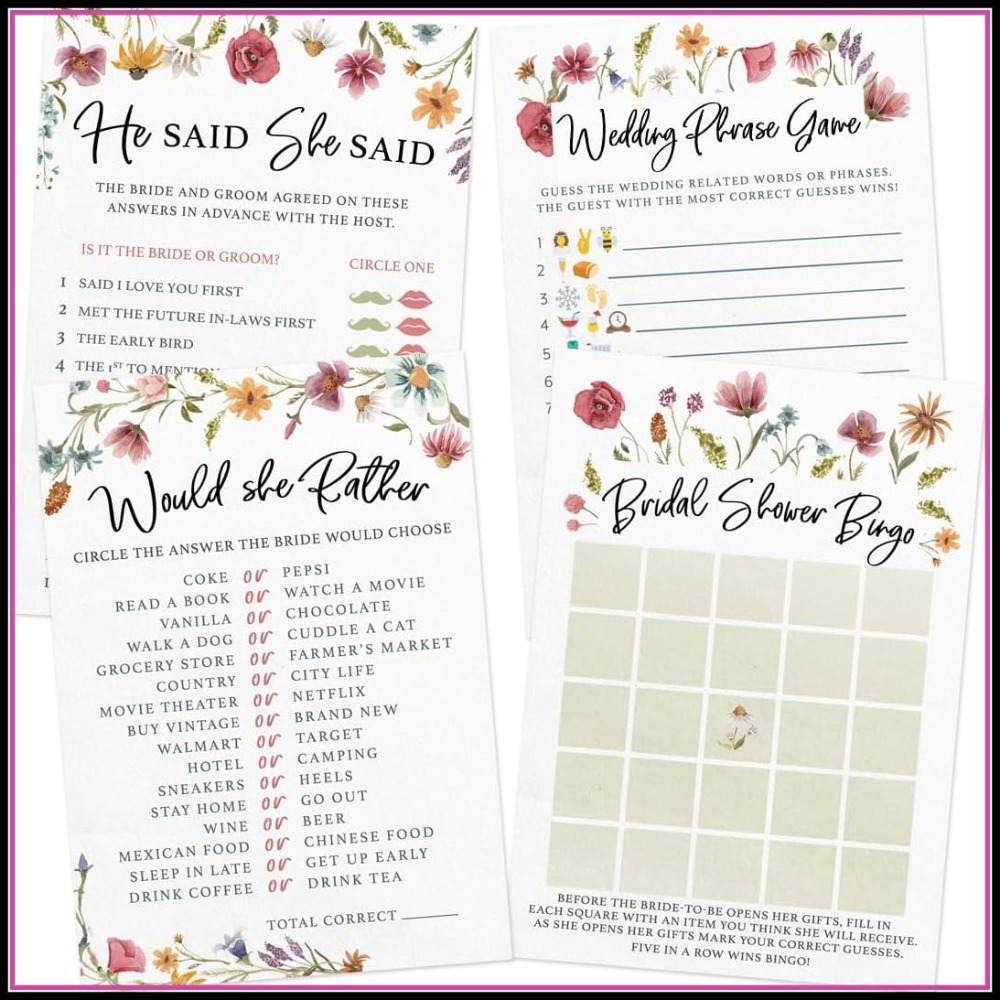 Party Games Bridal Shower - Printed Party Bridal Shower Game Set