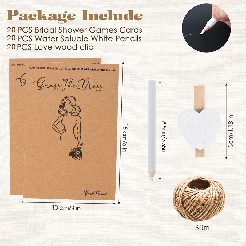 10/20Sets Guess Wedding Dress  - огляд і ціна Party Games Bridal Shower