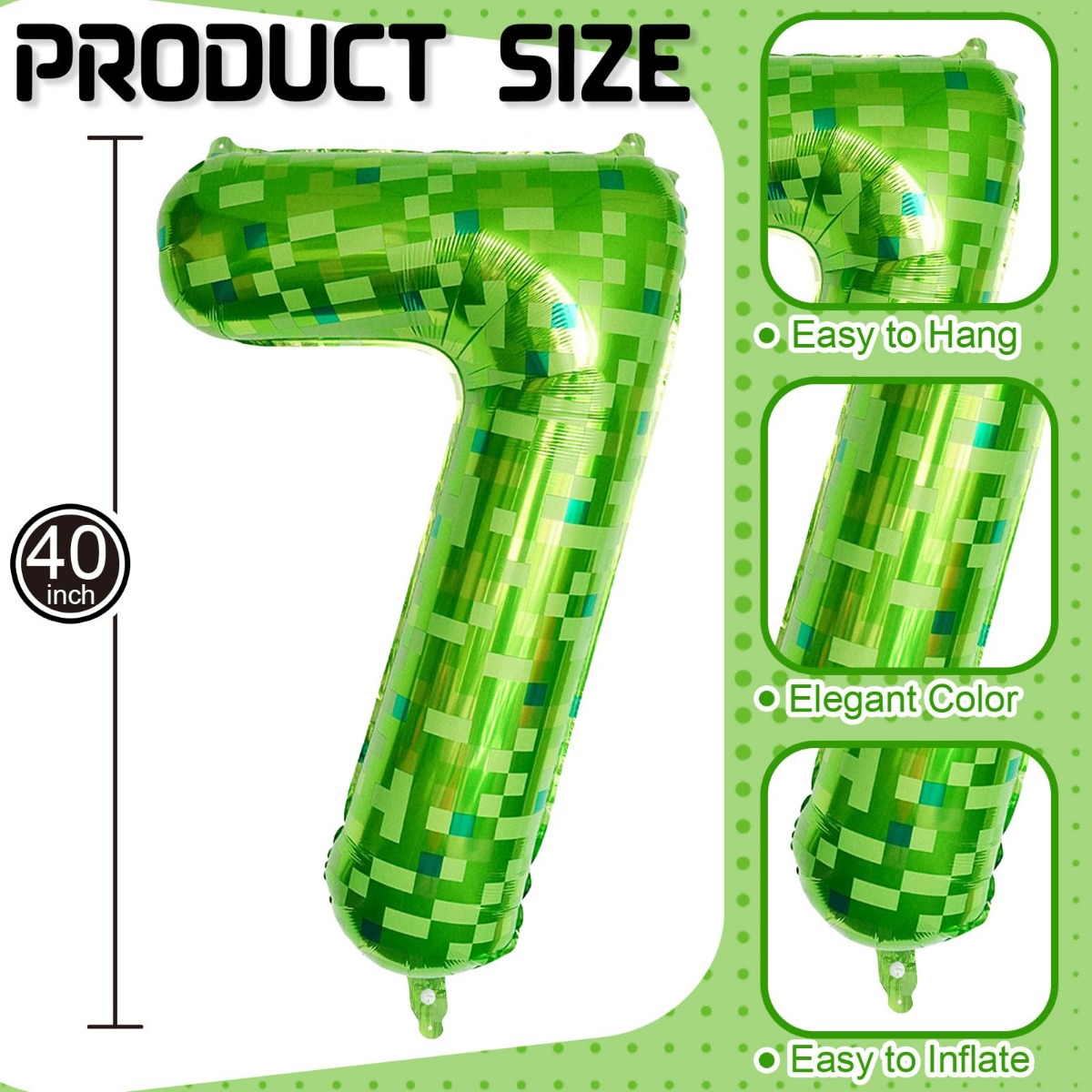 40Inch Green Pixel Number Ball - огляд і ціна Party Games Minecraft