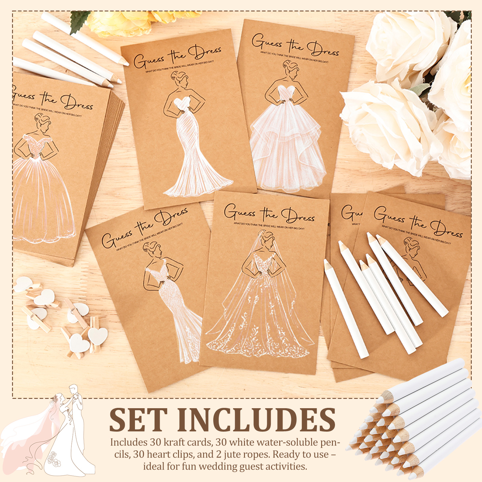 30/60PC Wedding Dress Game Car - огляд і ціна Party Games Bridal Shower